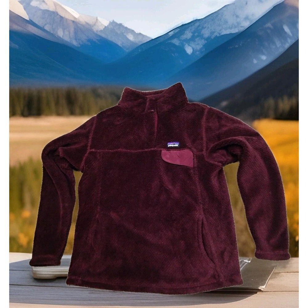 Patagonia Re-Tool Snap-T Fleece Kids Size 12 Burgundy Excellent Pullover Jacket
